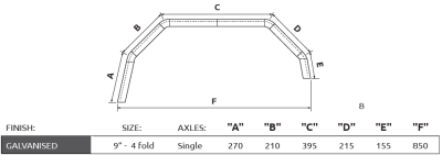 9inch x 4 Fold Plain Galvanised Steel Sheet Single Axle Mudguards Dimensions The Metal Warehouse98